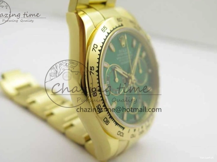 KKF Steel YG Dial Best 904L Edition 1:1 Green Bracelet YG Daytona on A7750 0410